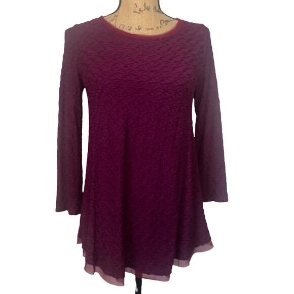 Anthropologie Tops - Anthro Postage Stamp Maroon Top Medium